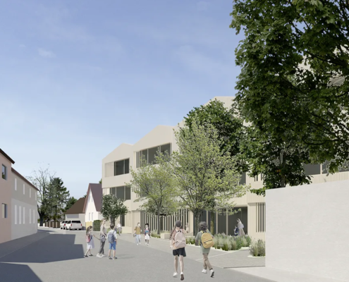 Rendering des Gebäudes der Grundschule Leipzig-Rückmarsdorf
